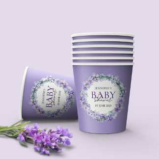 Elegant Lavender Floral Baby Shower  Pappbecher