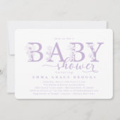 Elegant Lavender Floral Baby Shower Typography Einladung (Vorderseite)