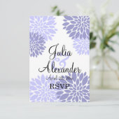 Elegant Lavender Floral Burst Wedding RSVP Einladung (Stehend Vorderseite)