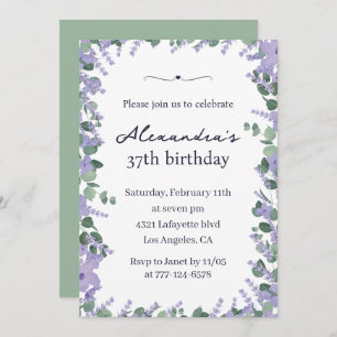 Elegant Lavender Floral Frame 37. Geburtstag Einladung