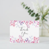 Elegant Lavender Floral Script Vielen Dank Postkarte (Stehend Vorderseite)