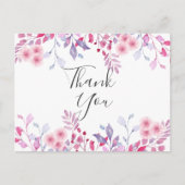 Elegant Lavender Floral Script Vielen Dank Postkarte (Vorderseite)