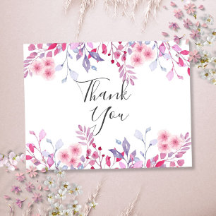 Elegant Lavender Floral Script Vielen Dank Postkarte