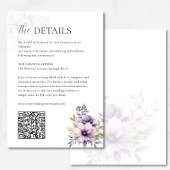 Elegant Lavender Floral Wedding Details QR Code  Begleitkarte