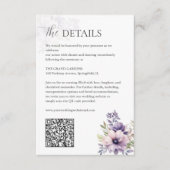 Elegant Lavender Floral Wedding Details QR Code Begleitkarte (Vorderseite)