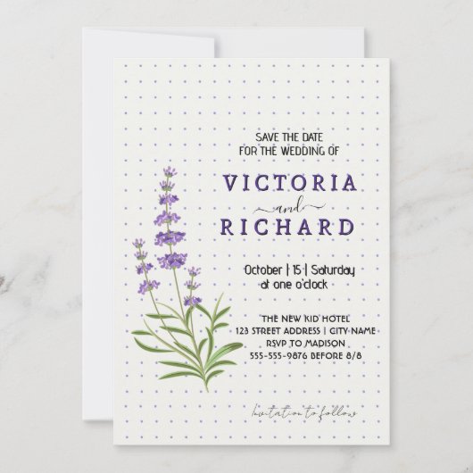 Elegant lavender floral wedding einladung (Vorderseite)