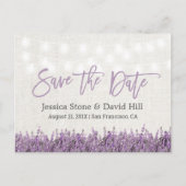 Elegant Lavender Floral Wedding Save the Date Ankündigungspostkarte (Vorderseite)