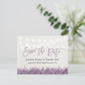 Elegant Lavender Floral Wedding Save the Date Ankündigungspostkarte (Stehend Vorderseite)