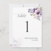 Elegant Lavender Floral Wedding Table Numbers  (Vorderseite)