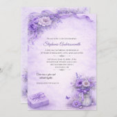Elegant Lavender Flowers Birthday Party | Einladung (Vorne/Hinten)