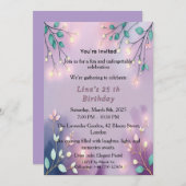 Elegant Lavender Glow Fairy Lights Birthday Party  Einladung (Vorne/Hinten)