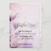 Elegant Lavender Gold Floral Wedding Save the Date Einladung (Vorderseite)
