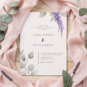 Elegant Lavender Greenery Eucalyptus Leaf Wedding Einladung