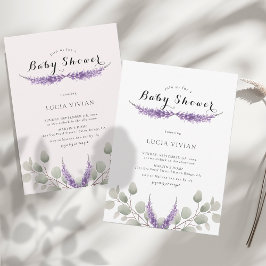 Elegant Lavender Greeny Eucalyptus Baby Shower Einladung