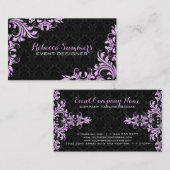 Elegant Lavender Lace Black Damasks Visitenkarte (Vorne/Hinten)