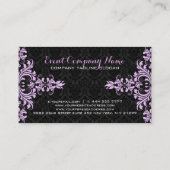Elegant Lavender Lace Black Damasks Visitenkarte (Rückseite)