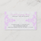 Elegant Lavender Lace White Damasks Visitenkarte (Rückseite)