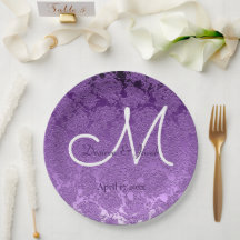 Elegant Lavender Lila White Wedding Monogram