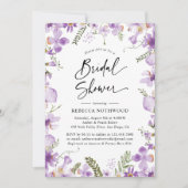 Elegant Lavender Lilac Florals Brautparty Einladung (Vorderseite)