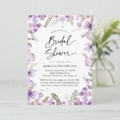 Elegant Lavender Lilac Florals Brautparty Einladung (Stehend Vorderseite)