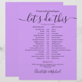 Elegant Lavender Lilac Wedding Zeitplan Timeline (Vorne/Hinten)