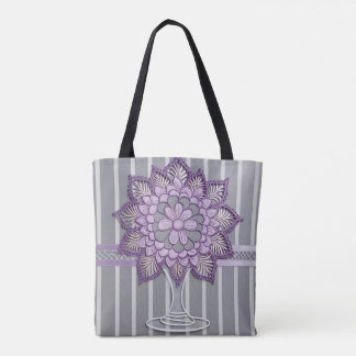 Elegant Lavender Mandala Silver Striped Bridesmaid Tasche