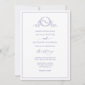 Elegant Lavender Monogram Wedding Einladung (Vorderseite)