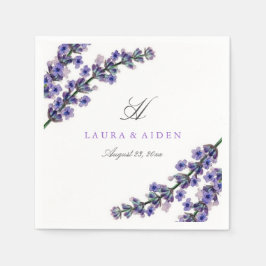 Elegant Lavender Monogram Wedding Napkin Serviette