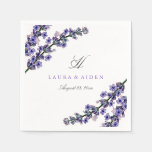 Elegant Lavender Monogram Wedding Napkin Serviette