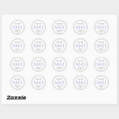 Elegant Lavender Monogram Wedding Rücksendeadresse Runder Aufkleber (Blatt)