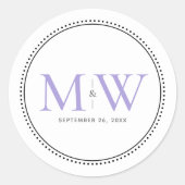 Elegant Lavender Monogram Wedding Runder Aufkleber (Vorderseite)