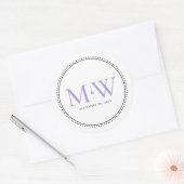 Elegant Lavender Monogram Wedding Runder Aufkleber (Umschlag)