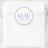 Elegant Lavender Monogram Wedding Runder Aufkleber (Tasche)