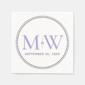 Elegant Lavender Monogram Wedding Serviette (Vorderseite)