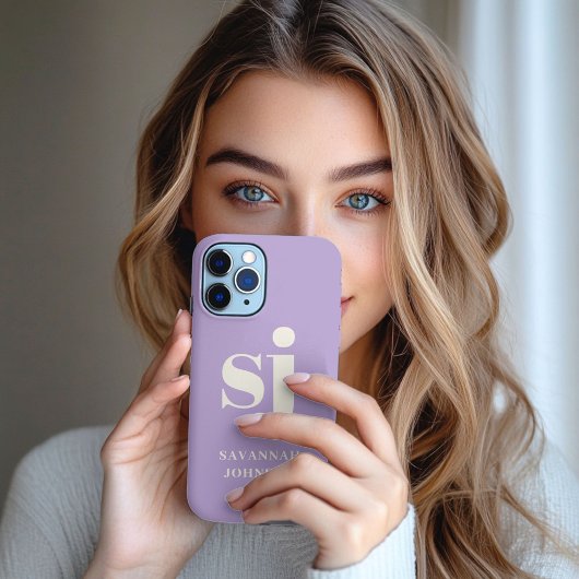 Elegant-Lavender-Monogramm-Initialen Case-Mate iPhone Hülle