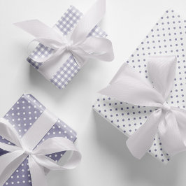 Elegant Lavender Polka Dots Gingham Pattern Mix Geschenkpapier Set