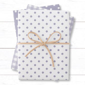 Elegant Lavender Polka Dots Gingham Pattern Mix Geschenkpapier Set