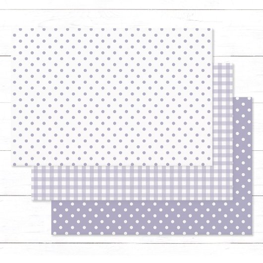 Elegant Lavender Polka Dots Gingham Pattern Mix Geschenkpapier Set