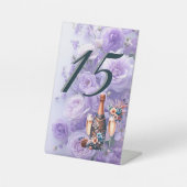Elegant Lavender Purple Floral Wedding Table Numbe Sockelschild (Vorderseite)