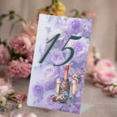 Elegant Lavender Purple Floral Wedding Table Numbe Sockelschild