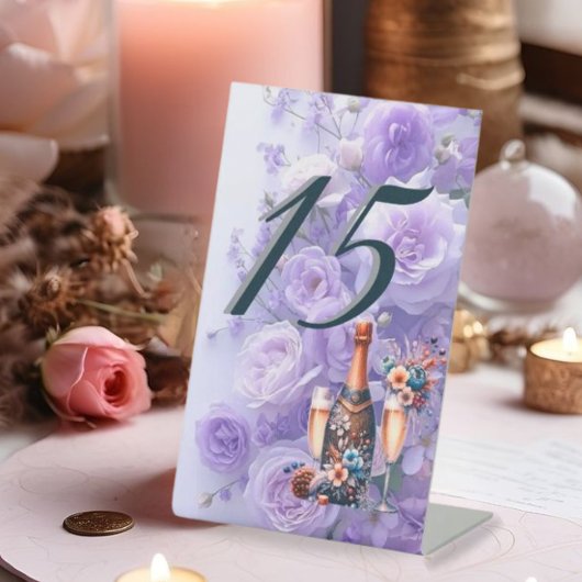 Elegant Lavender Purple Floral Wedding Table Numbe Sockelschild