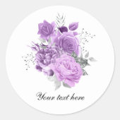 Elegant lavender roses customizable runder aufkleber (Vorderseite)