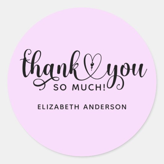 Elegant Lavender Script Danke Classic Round St Runder Aufkleber (Vorderseite)