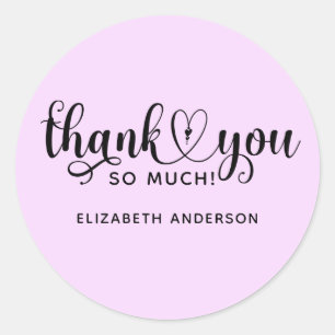 Elegant Lavender Script Danke Classic Round St Runder Aufkleber