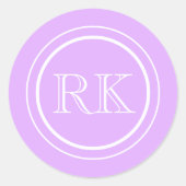 Elegant Lavender Script Professional Monogram Runder Aufkleber (Vorderseite)