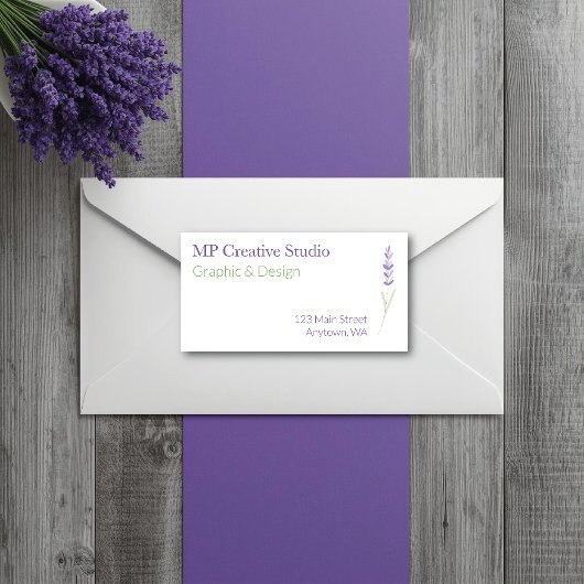 Elegant Lavender Sprig Botanical Design Adressaufkleber