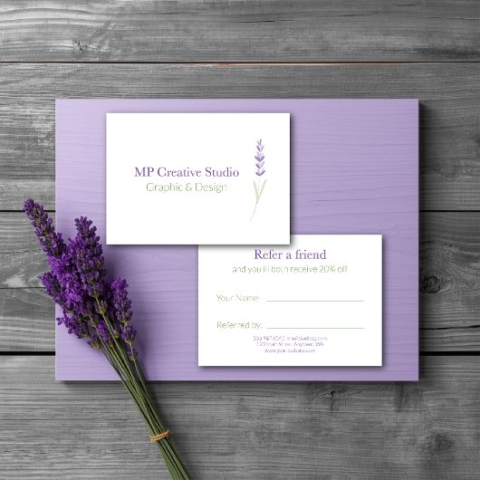 Elegant Lavender Sprig Botanical Design Empfehlungskarte