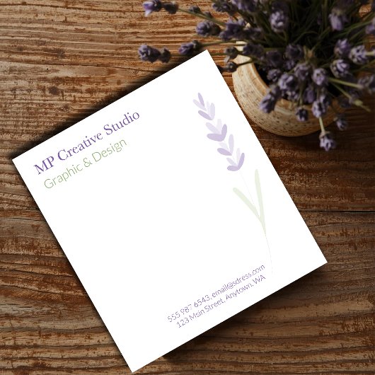 Elegant Lavender Sprig Botanical Design Notizblock