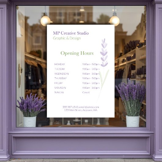 Elegant Lavender Sprig Botanical Design Price List Fensteraufkleber