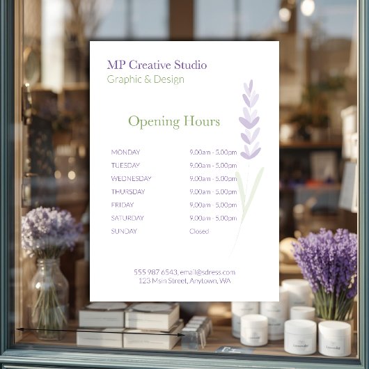 Elegant Lavender Sprig Botanical Design Price List Fensteraufkleber